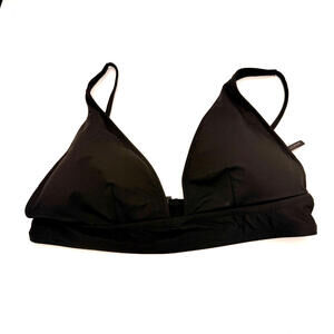 J. Crew Women's M Black Plunge Bikini Top Classic Beach